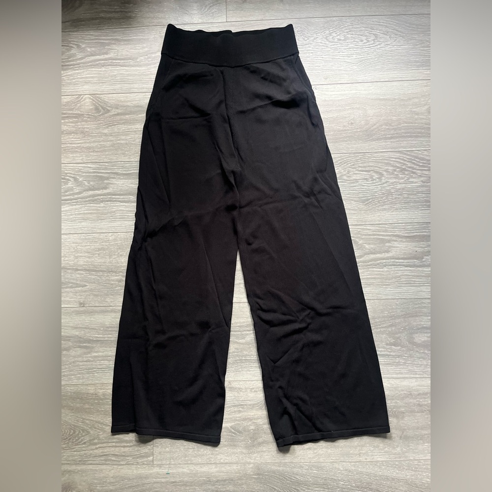 & Other Stories Black Pull On Wide Leg Pants Elastic Waist Size M Classic Casual
